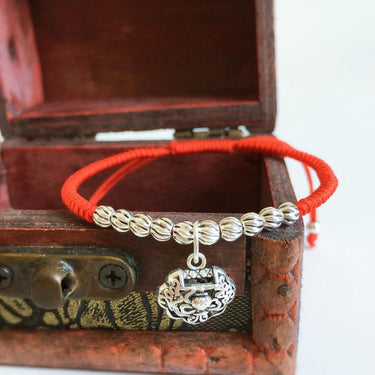 Sterling Silver Lock Charm- STAY SAFE Red Rope Bracelet